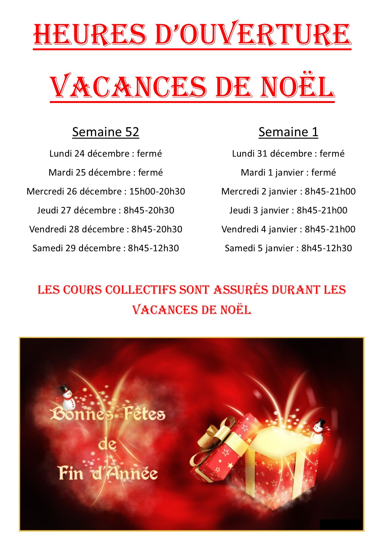 Aquatec Fitness Club Accueil Le club Horaires d'ouverture